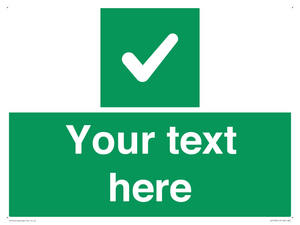 Custom green background, green square with tick sign